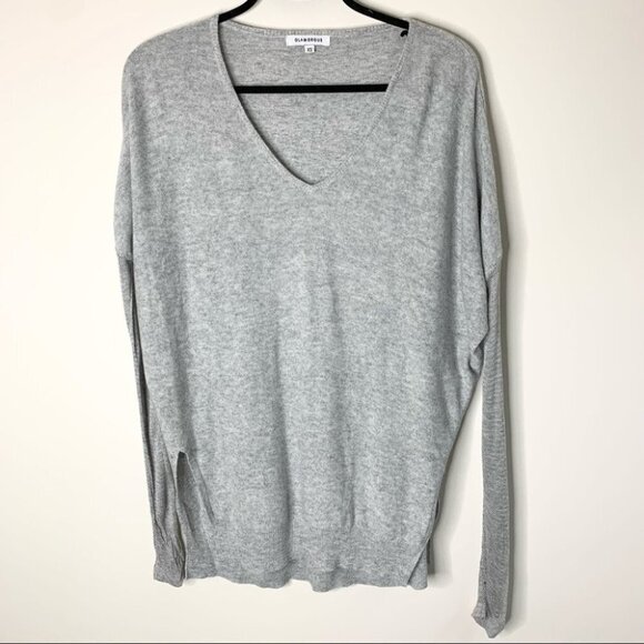 ASOS Glamorous Sweater High Low V-Neck Side Slit Knit Wool blend Grey Size XS - Picture 4 of 15
